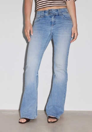 Вышитые джинсы-клеш medium light blue denim- Заказать в России