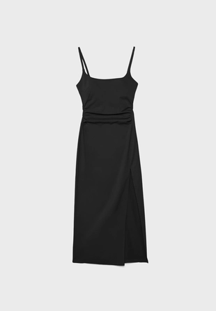 Платье миди из бенгалина с квадратным вырезом- Заказать в России