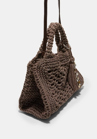 Сумка-тоут из кроше с блестящей нитью- Заказать в России