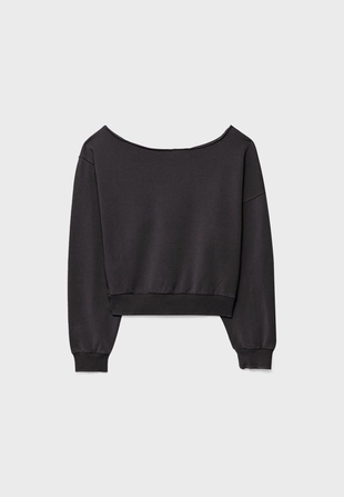 Dark grey|7662/553/250 - Stradivarius Обрезанная кофта с эффектом потертости