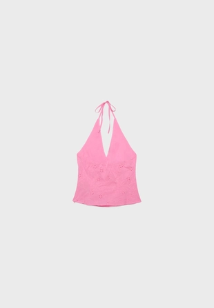 Bubblegum pink|2091/698/146 - Stradivarius Топ с вышивкой