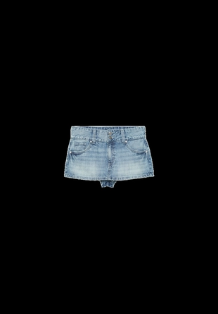 OVERDYED BLUE DENIM|1321/232/704 - Stradivarius Джинсовая юбка-шорты с низкой посадкой и деталями