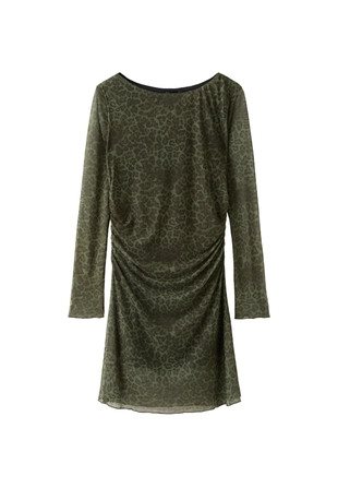 Короткое платье из полупрозрачной ткани с принтом- Заказать в России