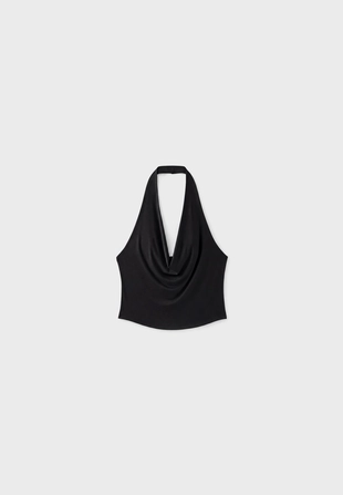 Black|8062/585/001 - Stradivarius Драпированный топ с горловиной халтер