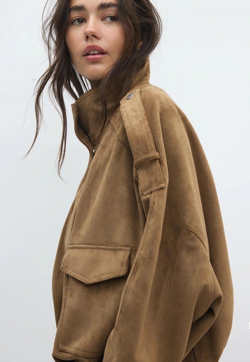 Куртка оверсайз из искусственной замши