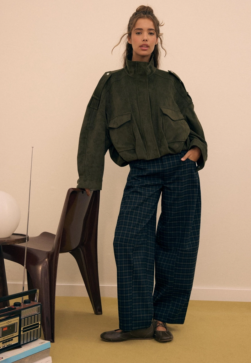 Брюки barrel fit в клетку
