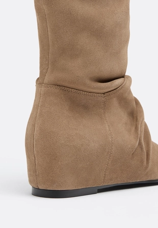 BEIGE|9950/870/102 - Stradivarius Кожаные ботильоны на танкетке