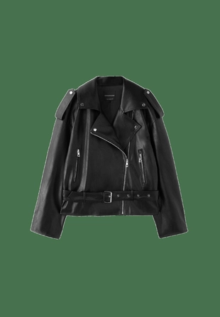 Купить Stradivarius Куртка в байкерском стиле из искусственной кожи с поясом