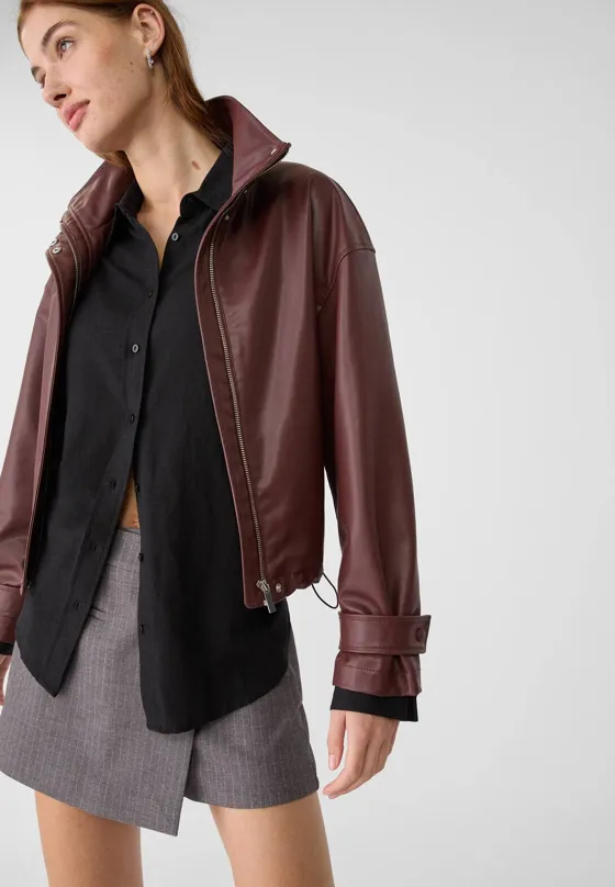 Рубашка свободного кроя с эффектом льняной ткани