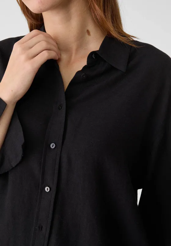 Рубашка свободного кроя с эффектом льняной ткани