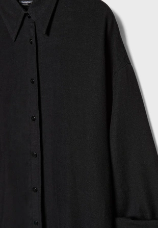 Рубашка свободного кроя с эффектом льняной ткани- Заказать в России