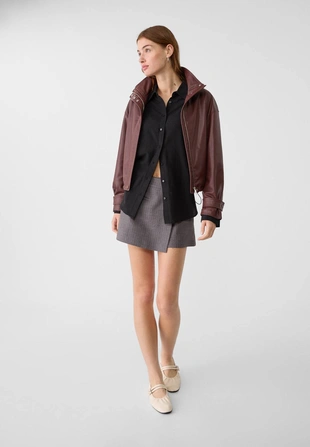 Рубашка свободного кроя с эффектом льняной ткани- Заказать в России