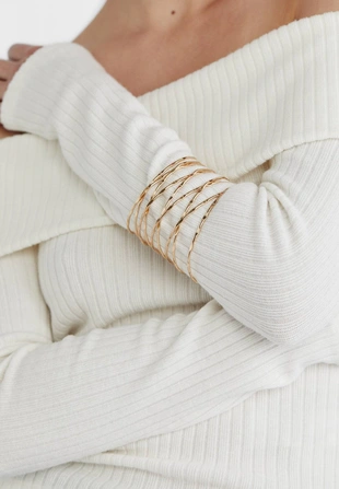 Круглый жесткий браслет с перекрестным дизайном- Заказать в России