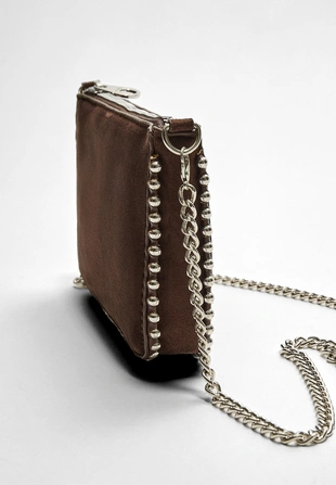 Мини-сумка из искусственной замши с бусинами- Заказать в России