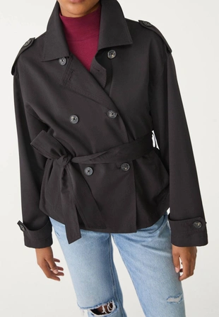 Тренч свободного кроя с поясом- Заказать в России