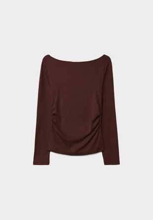 Футболка с длинными рукавами и сборкой- Заказать в России