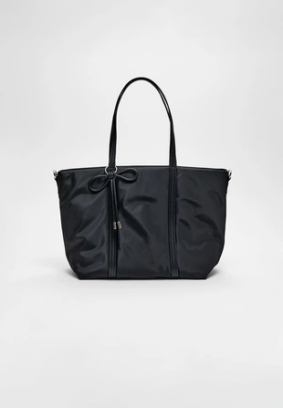 Сумка-шопер из ткани с декоративным бантом- Заказать в России