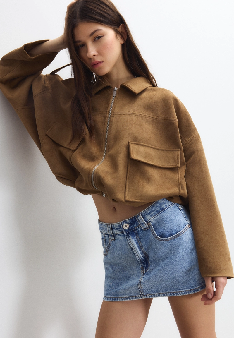 D62 Джинсовая юбка-шорты