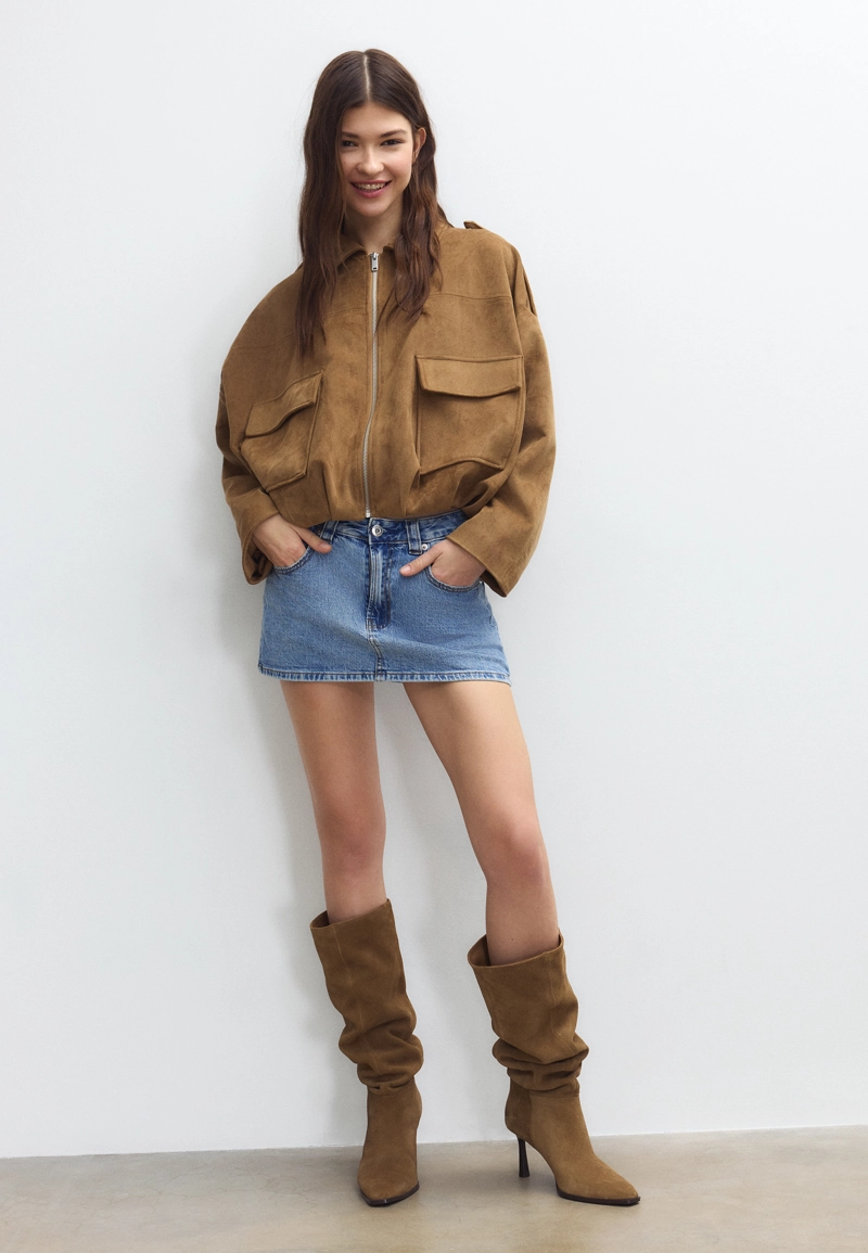 D62 Джинсовая юбка-шорты