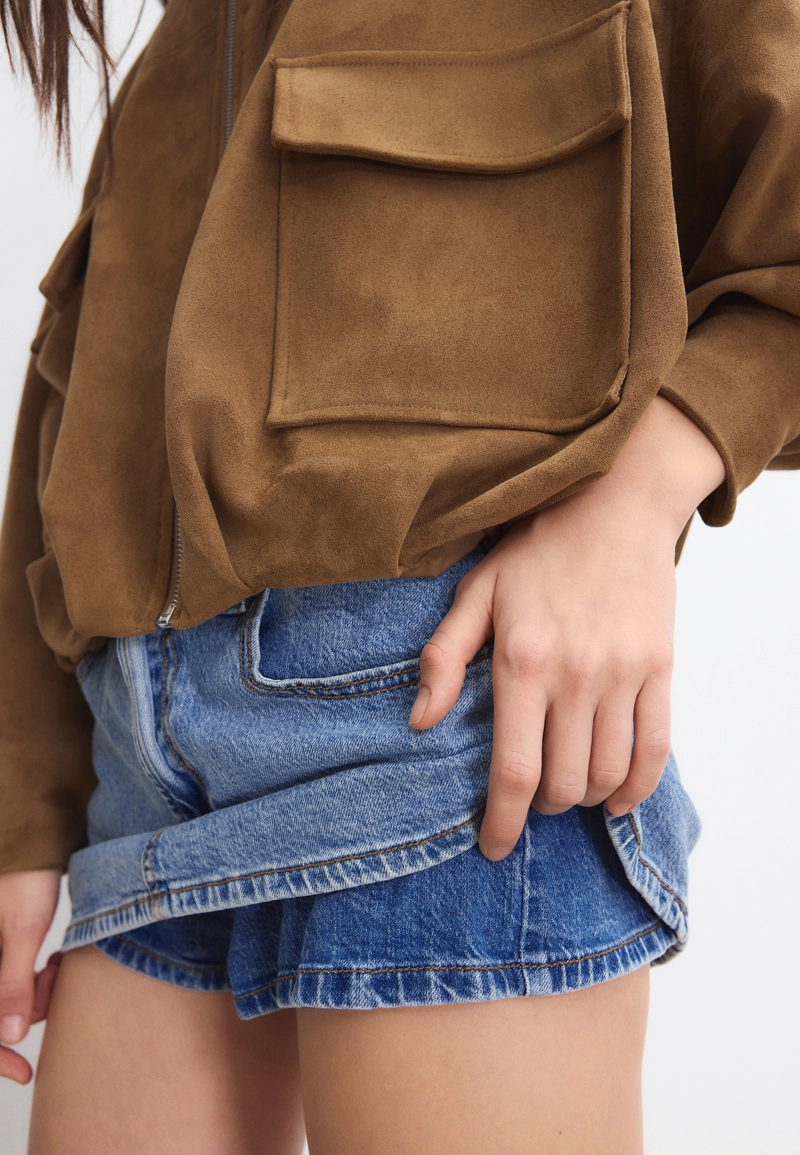 D62 Джинсовая юбка-шорты