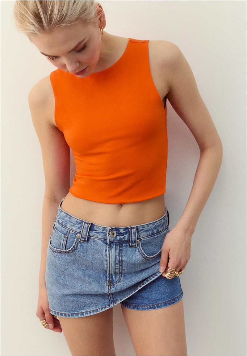 D62 Джинсовая юбка-шорты