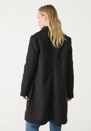 Пальто миди на пуговице из мягкой ткани- Заказать в России