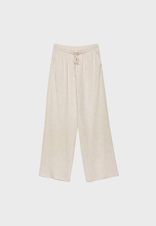 Брюки свободного кроя из смесового льна- Заказать в России