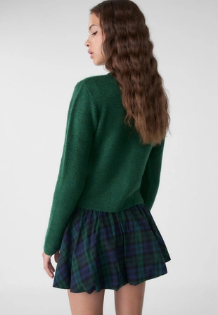 Bottle green|8559/320 - Stradivarius Трикотажный кардиган на пуговицах