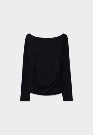 Футболка с длинными рукавами и сборками- Заказать в России