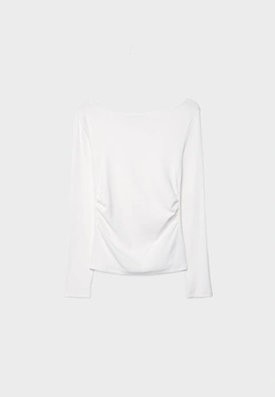 Футболка с длинными рукавами и сборками- Заказать в России